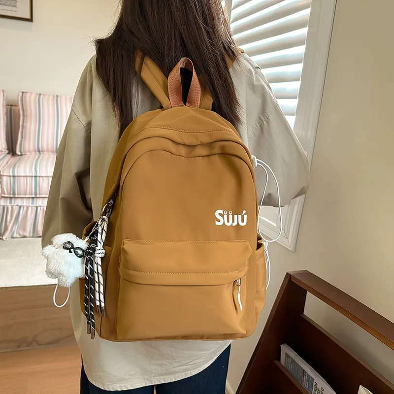 KAMLUI Nylon Backpack Women's Ecru/Black/Burgundy/Light Yellow/Light Brown/Light Blue-28