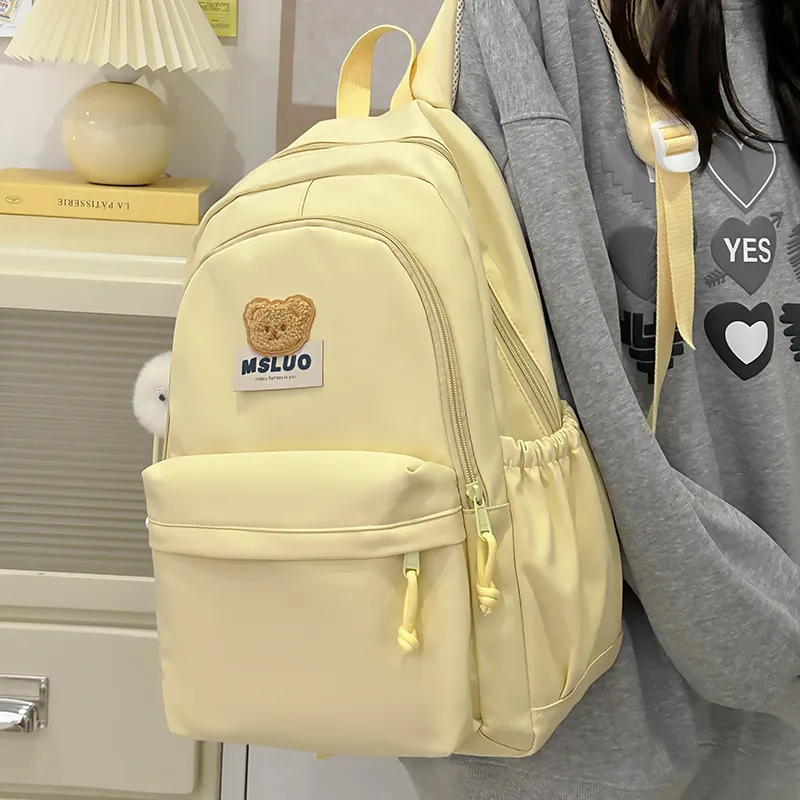 KAMLUI Nylon Backpack Unisex Mint Green/White/Black/Yellow/Pink-21