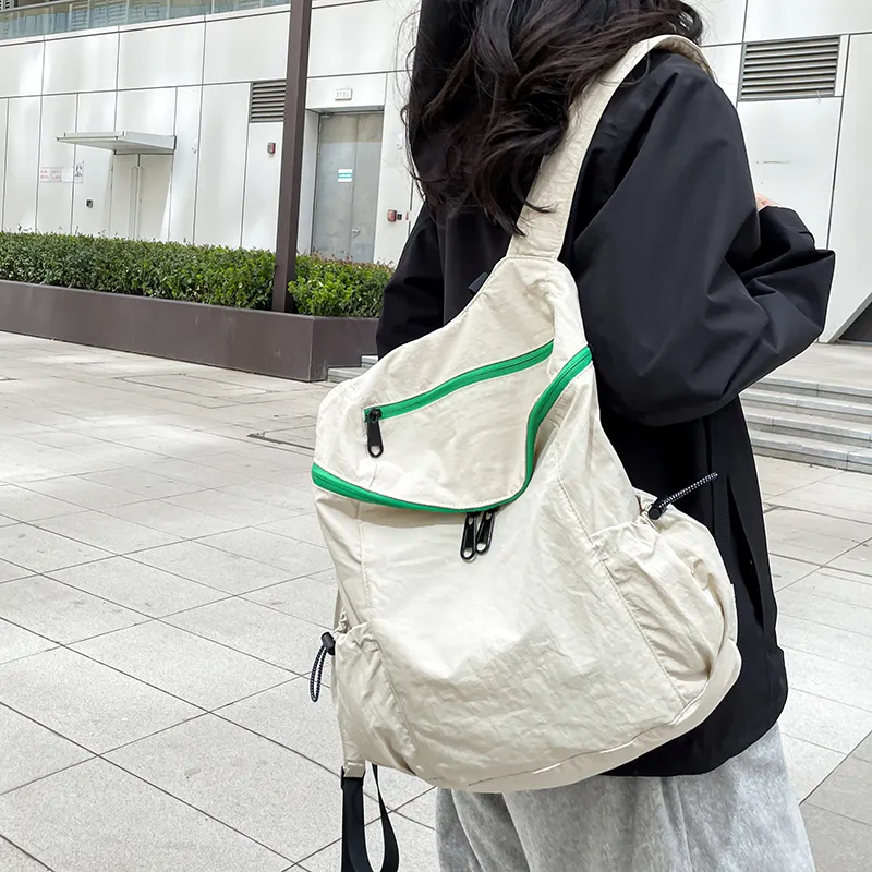 KAMLUI Nylon Backpacks Backpack Regular Unisex White/Black-8