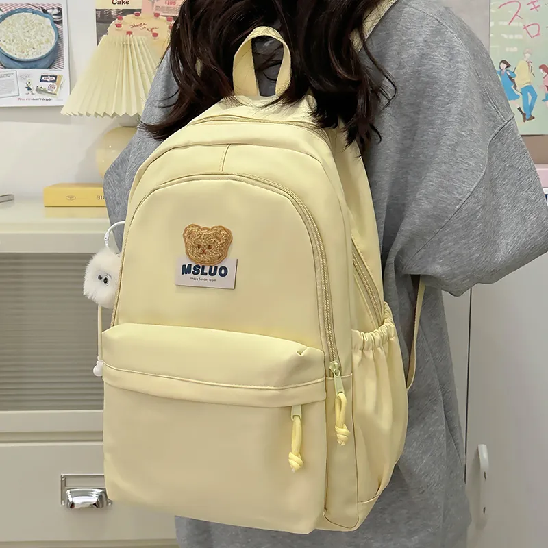 KAMLUI Nylon Backpack Unisex Mint Green/White/Black/Yellow/Pink-20