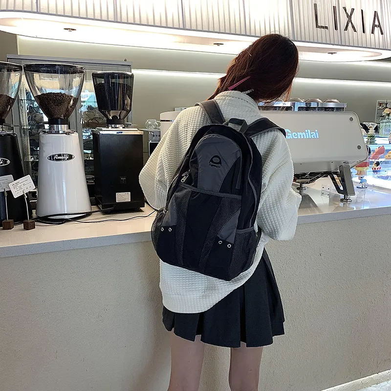 KAMLUI Nylon Backpack Unisex Black/Yellow/Gray-11
