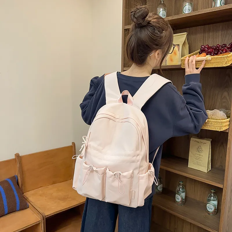 KAMLUI Nylon Backpack Regular Unisex Black/White/Pink/Yellow/Blue-14