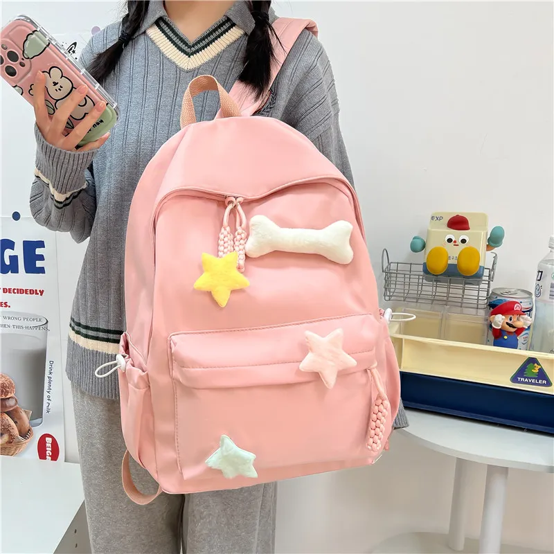KAMLUI Nylon Backpack Regular Unisex White/Pink/Green/Black/Yellow-11