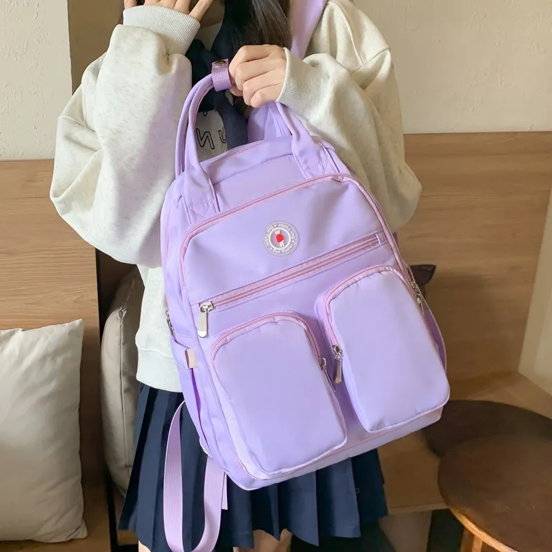 KAMLUI Oxford Backpacks Backpack Unisex White/Black/Purple/Yellow/Sky Blue/Lake Blue-16