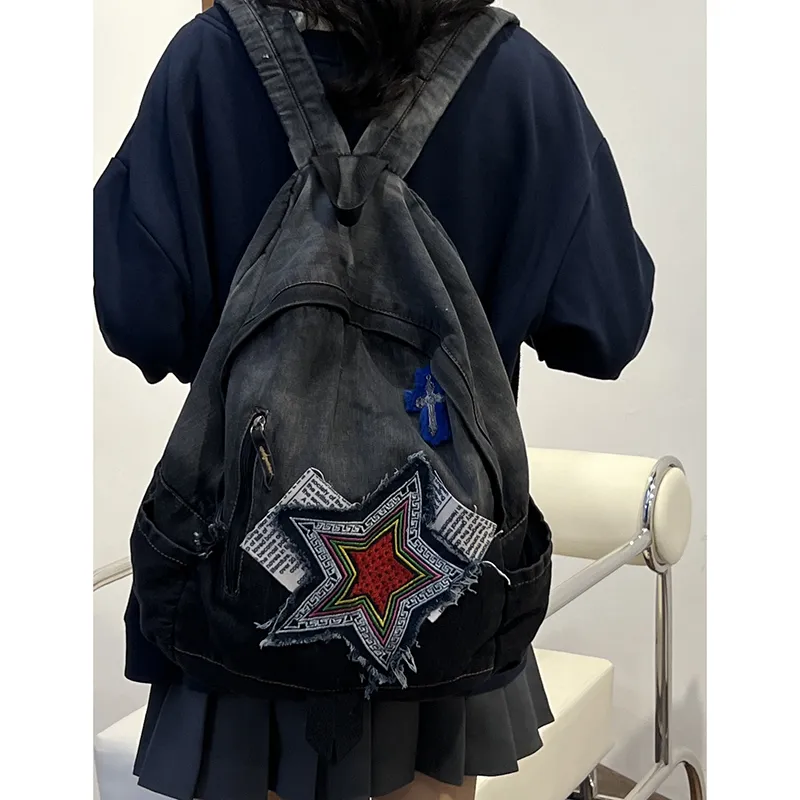 KAMLUI Denim Backpack Regular Unisex Multicolor-17
