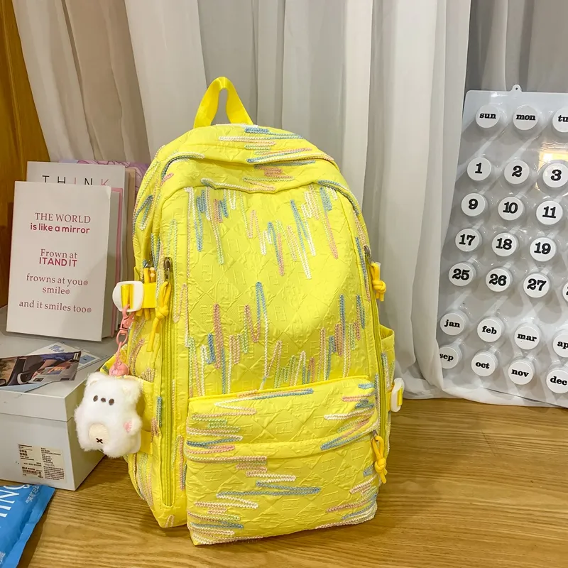 KAMLUI Nylon Fabric Backpack Large Size Unisex Multicolor-18