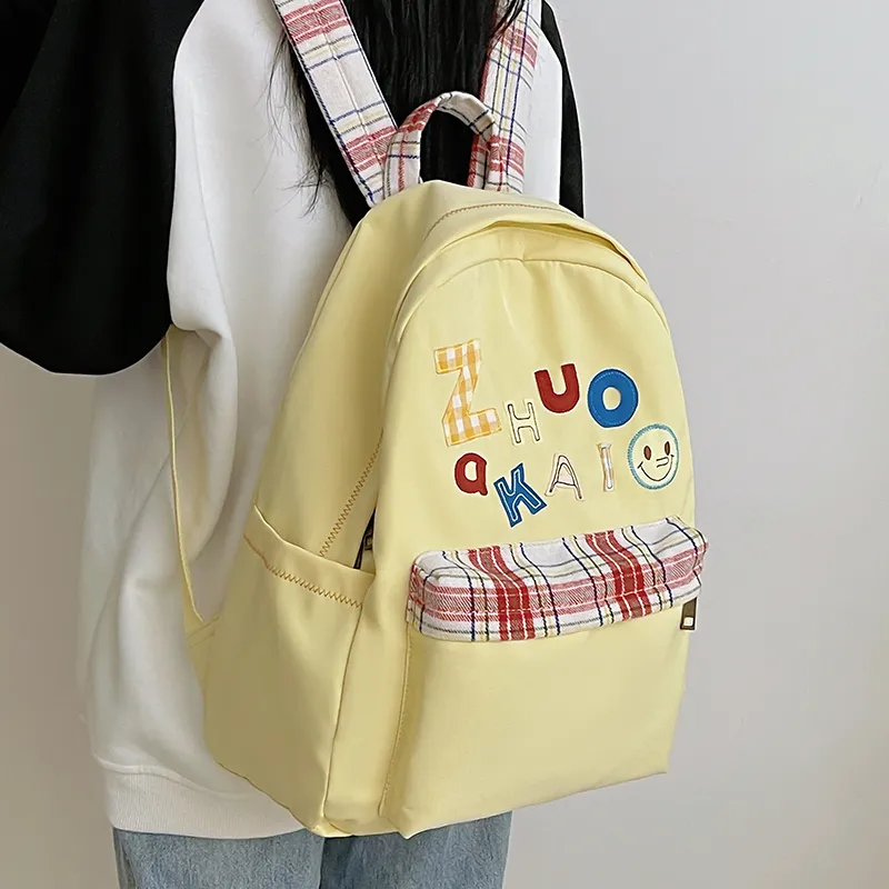 KAMLUI Nylon Fabric Backpack Regular Unisex White/Yellow/Green/Blue-21