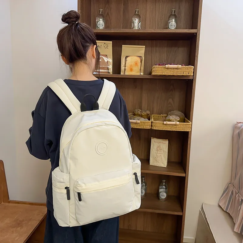KAMLUI Nylon Backpack Unisex White/Black/Orange Red/Light Purple/Army Green/Pink-3