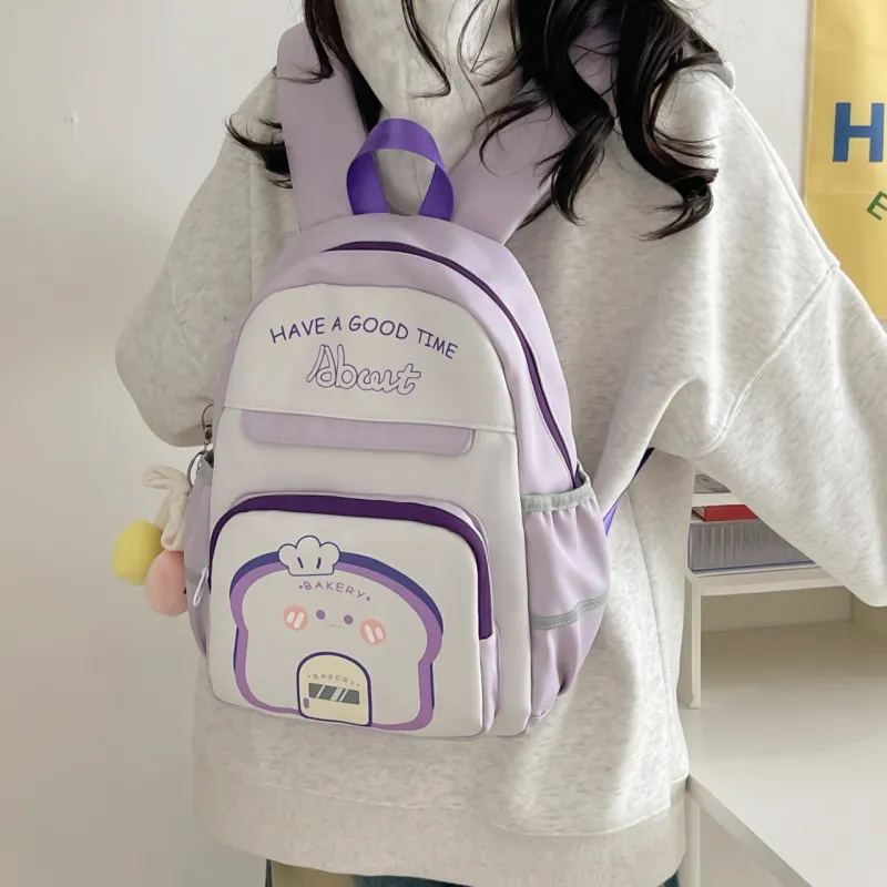 KAMLUI Canvas Backpack Regular Unisex Black/Purple/Blue/Pink/Coffee-4
