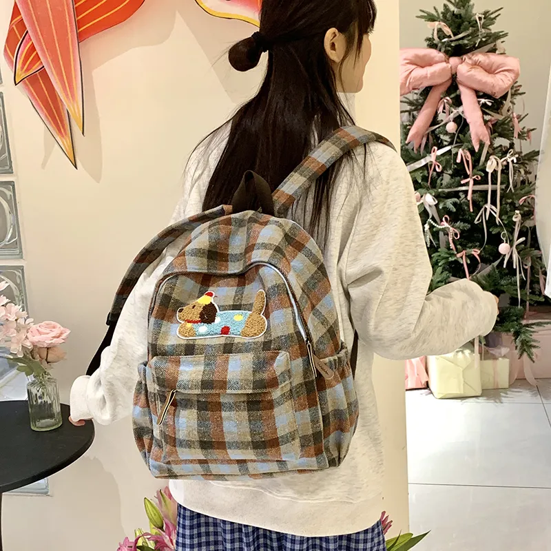 KAMLUI Fabric Backpack Regular Unisex Brown/Blue-8