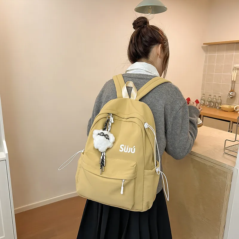 KAMLUI Nylon Backpack Women's Ecru/Black/Burgundy/Light Yellow/Light Brown/Light Blue-21