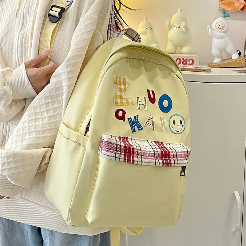 KAMLUI Nylon Fabric Backpack Regular Unisex White/Yellow/Green/Blue-23