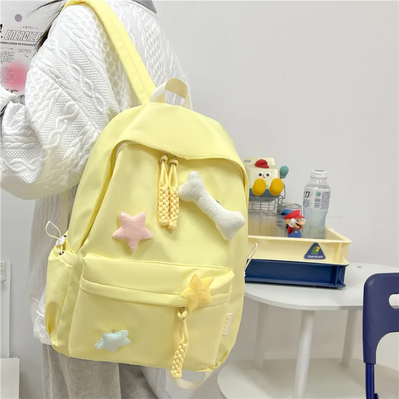 KAMLUI Nylon Backpack Regular Unisex White/Pink/Green/Black/Yellow-22