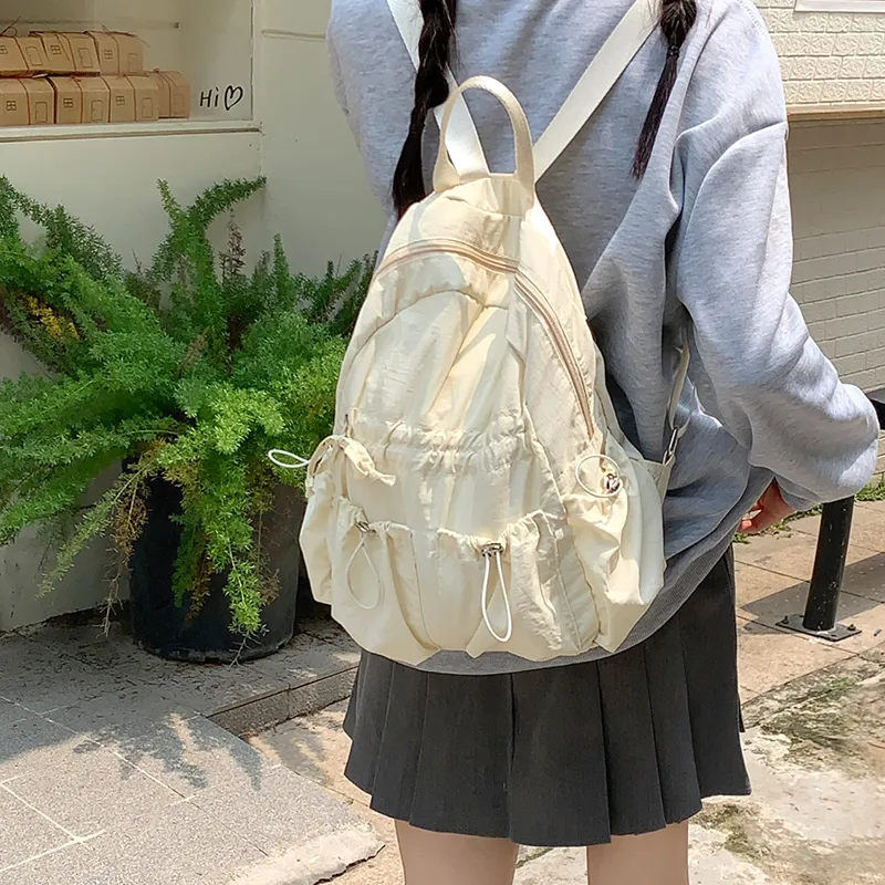 KAMLUI Nylon Backpack Regular Unisex Ecru/Black/Blue-7