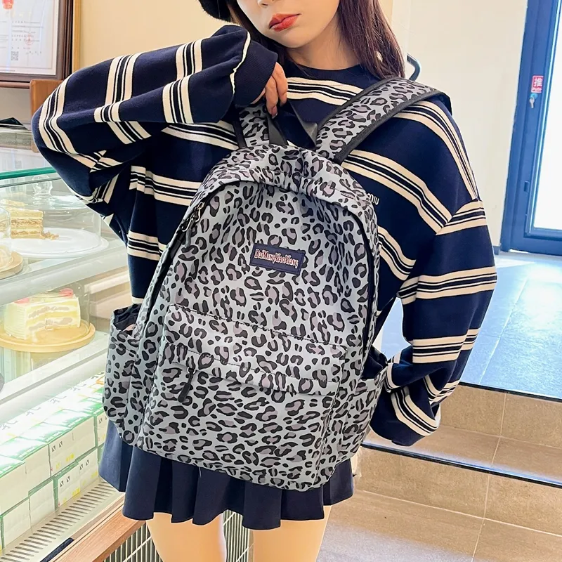 KAMLUI Canvas Bag Backpack Regular Unisex Pink Leopard Print/White Leopard Print/Brown Leopard Print/Blue Leopard Print-21
