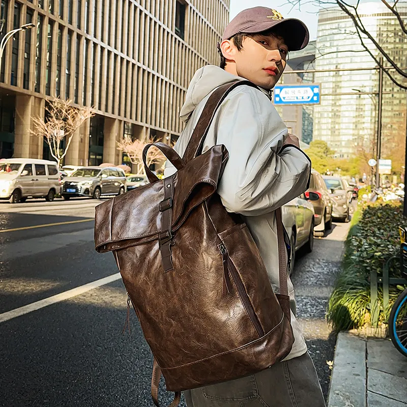 KAMLUI PU Backpack Regular Unisex Coffee/Brown/Black-2