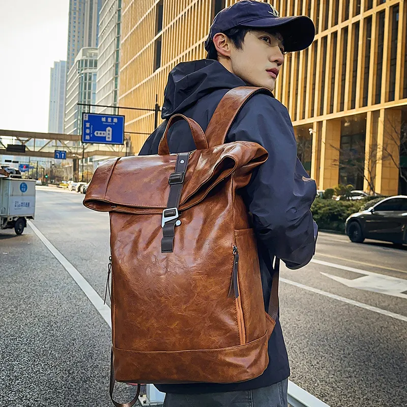 KAMLUI PU Backpack Regular Unisex Coffee/Brown/Black-10