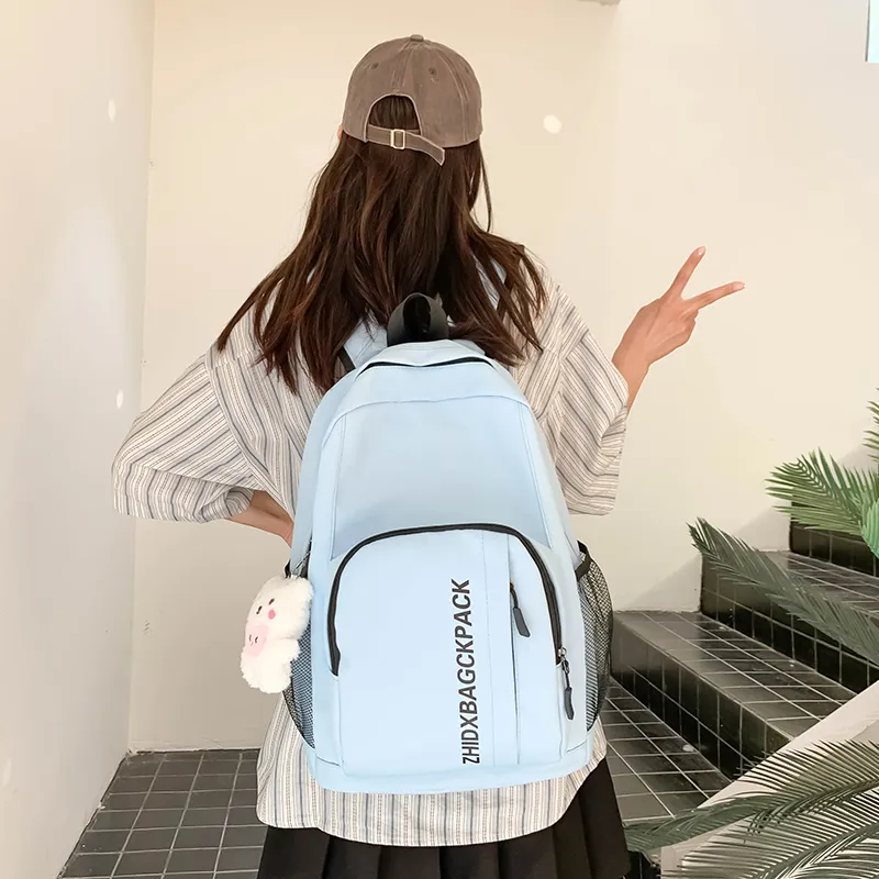 KAMLUI Nylon Backpack Regular Unisex Ivory/Black/Light Green/Light Blue-11