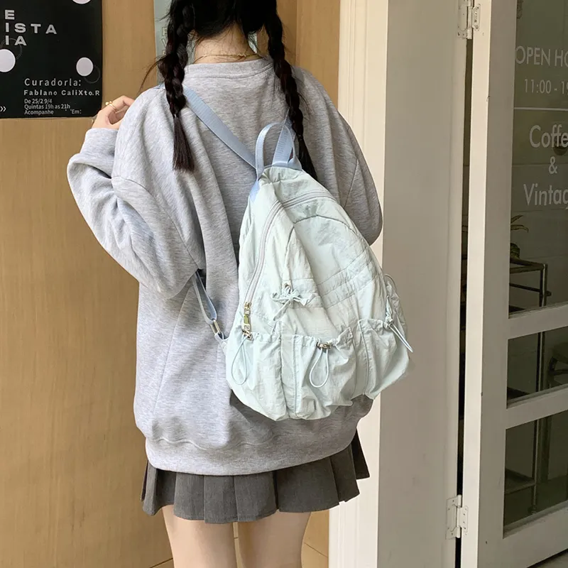 KAMLUI Nylon Backpack Regular Unisex Ecru/Black/Blue-19
