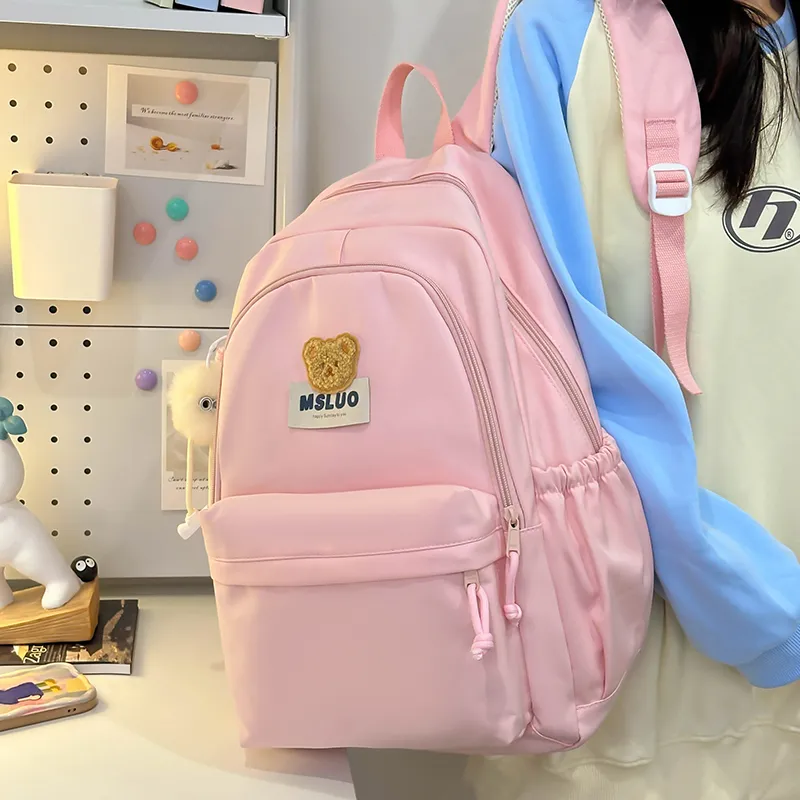 KAMLUI Nylon Backpack Unisex Mint Green/White/Black/Yellow/Pink-28