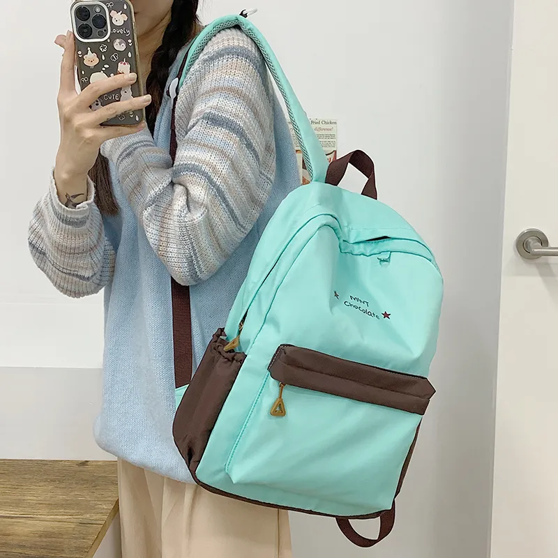 KAMLUI Nylon Fabric Backpack Regular Unisex Transparent/Coffee/Blue-20