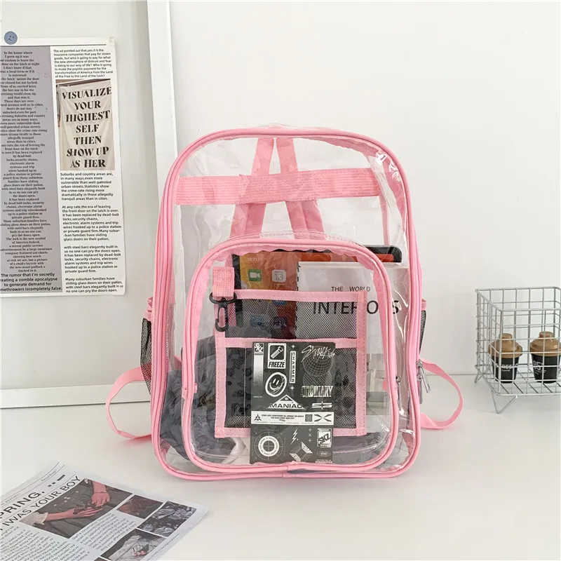 KAMLUI PVC Polyvinyl Chloride Backpack Unisex Gray/Black/Pink/Purple/Blue-9