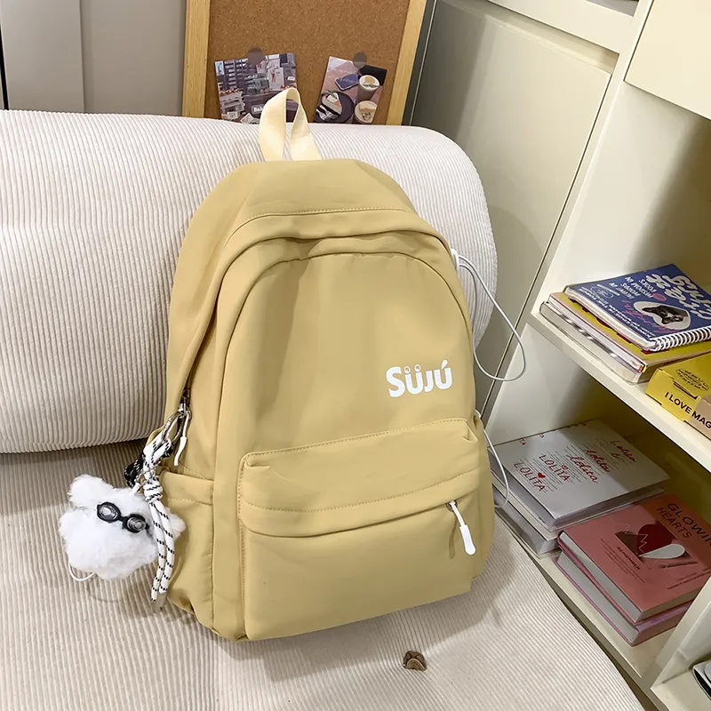 KAMLUI Nylon Backpack Women's Ecru/Black/Burgundy/Light Yellow/Light Brown/Light Blue-24