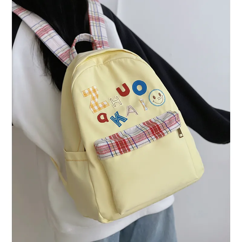 KAMLUI Nylon Fabric Backpack Regular Unisex White/Yellow/Green/Blue-20