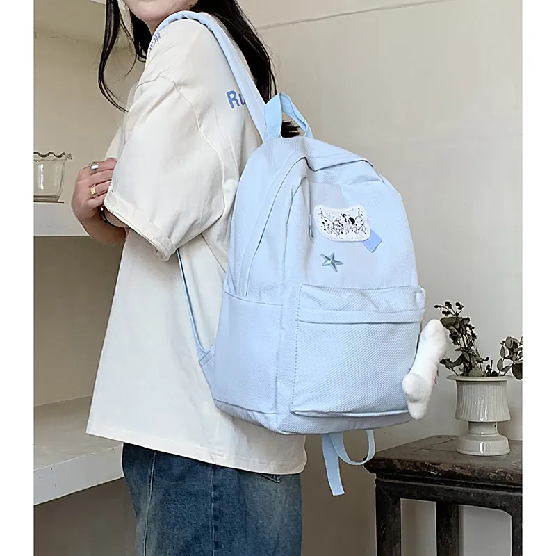 KAMLUI Nylon Backpack Backpack Student Backpack Regular Unisex Blue-5