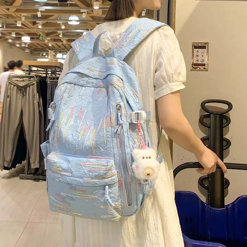 KAMLUI Nylon Fabric Backpack Large Size Unisex Multicolor-12