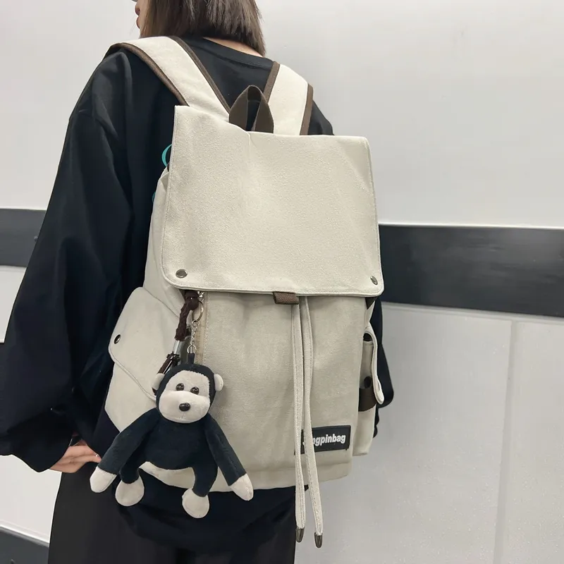 KAMLUI Canvas Backpack Regular Unisex White/Gray/Black-3