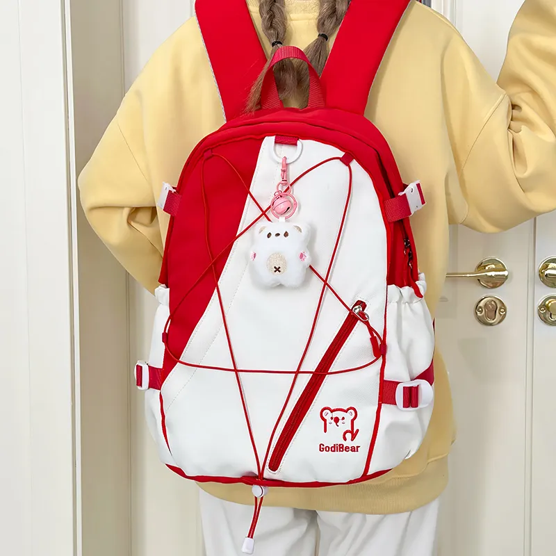 KAMLUI Nylon Backpack Unisex Red/Purple & Yellow/Blue & Yellow/Black & Yellow/Blue & White-2