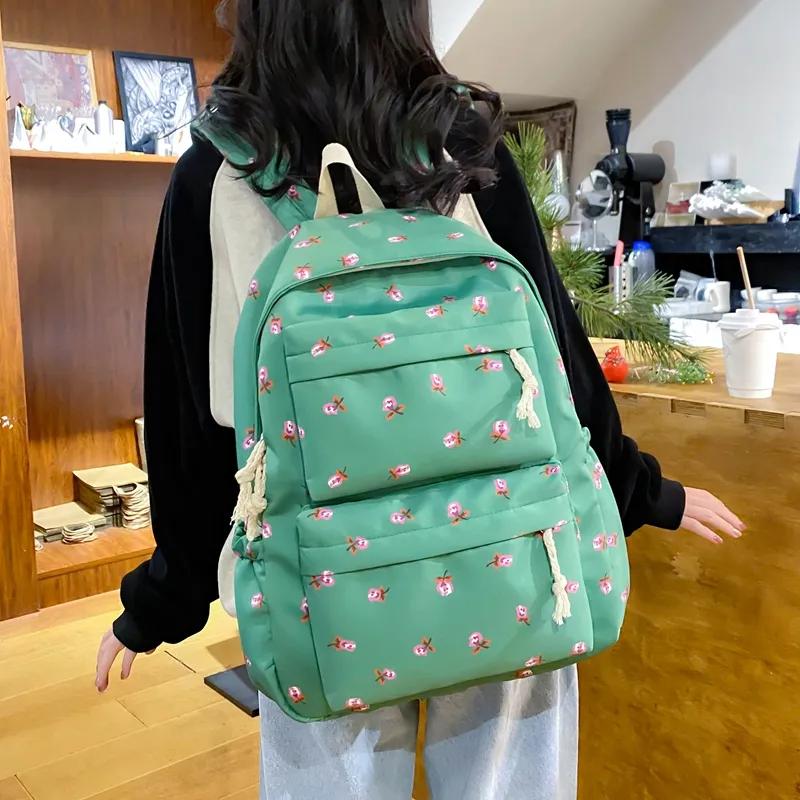 KAMLUI Nylon Backpack Regular Unisex White Floral/White Green Floral/Black Floral/Black White Floral/Yellow/Green-28