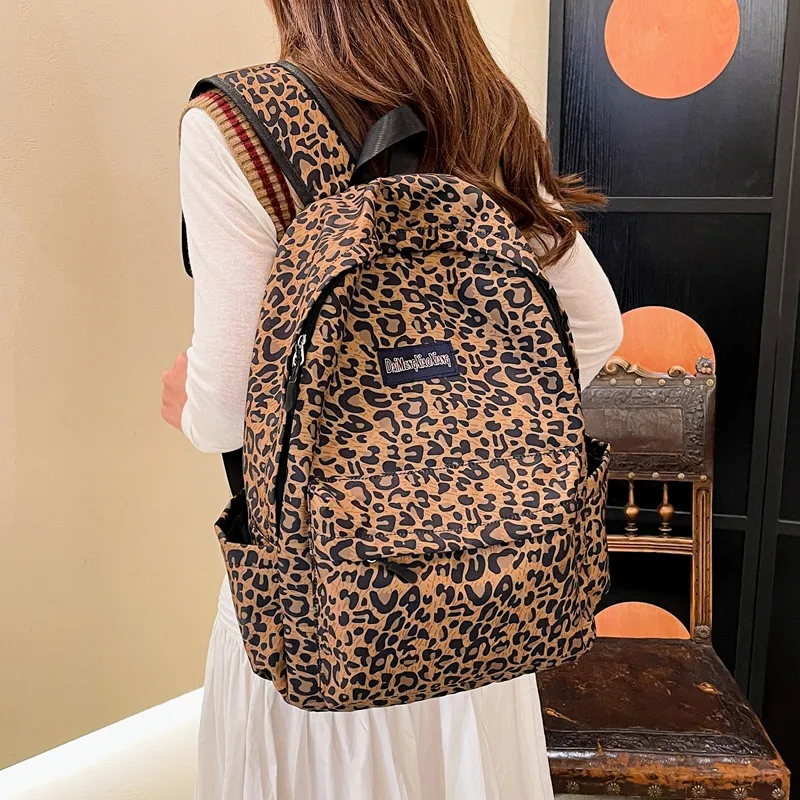 KAMLUI Canvas Bag Backpack Regular Unisex Pink Leopard Print/White Leopard Print/Brown Leopard Print/Blue Leopard Print-14
