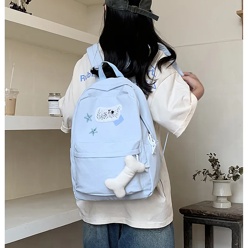 KAMLUI Nylon Backpack Backpack Student Backpack Regular Unisex Blue-11