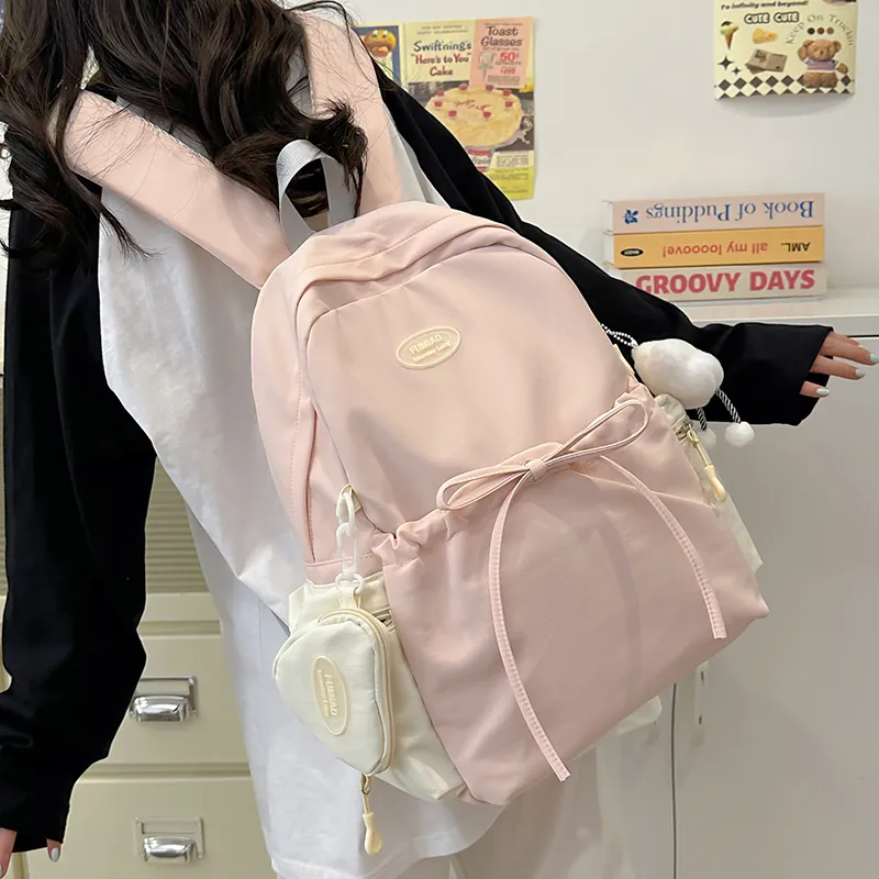 KAMLUI Nylon Fabric Backpacks Backpack Regular Unisex Pink Purple-7
