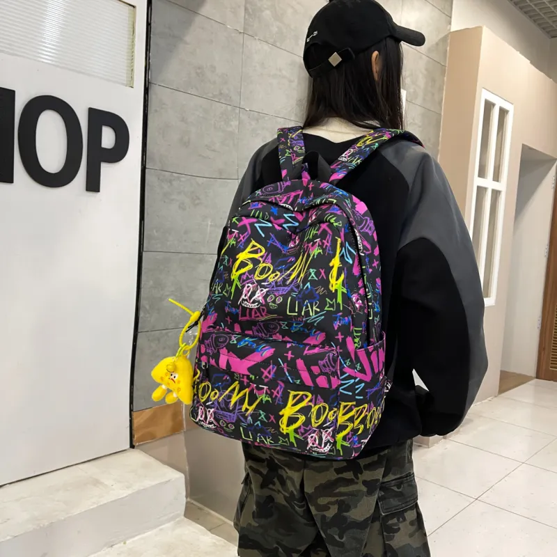 KAMLUI Oxford Backpacks Backpack Regular Unisex Black/Purple/Blue-10