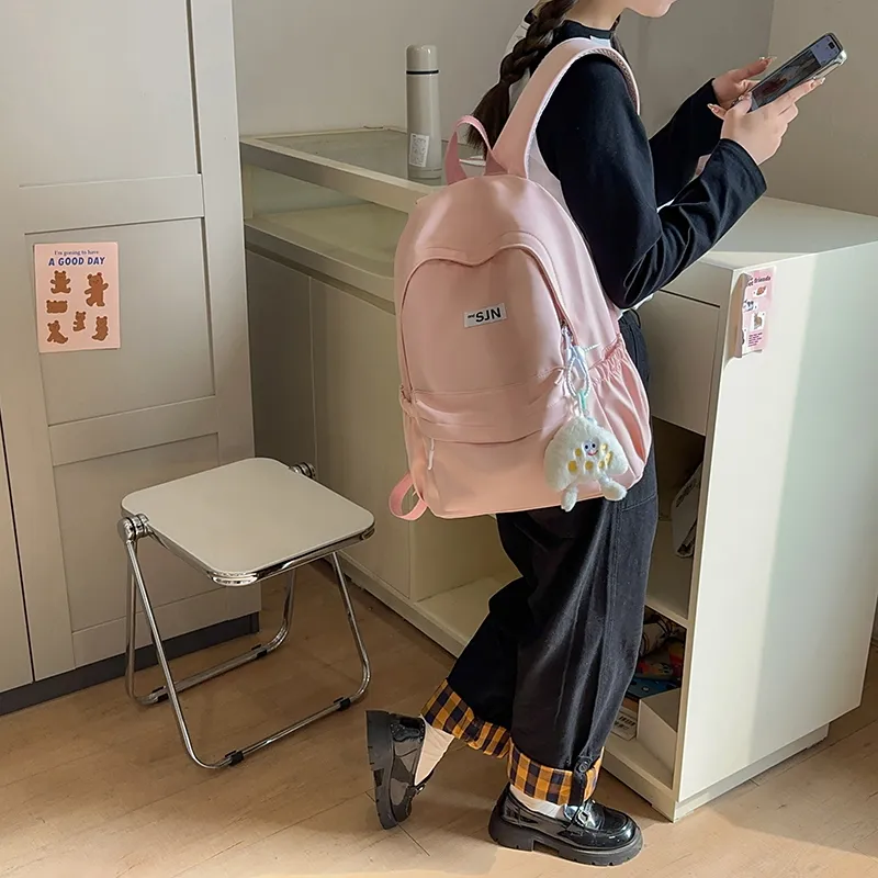 KAMLUI Nylon Backpack Regular Unisex White/Black/Purple/Blue/Pink-25