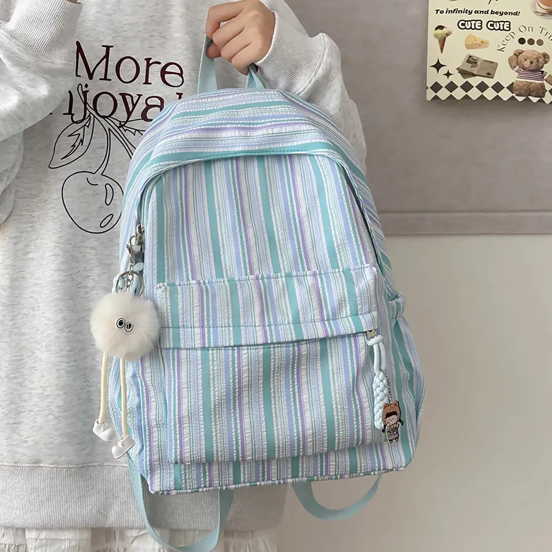 KAMLUI Nylon Backpack Regular Unisex Pink Yellow Sky Blue-25