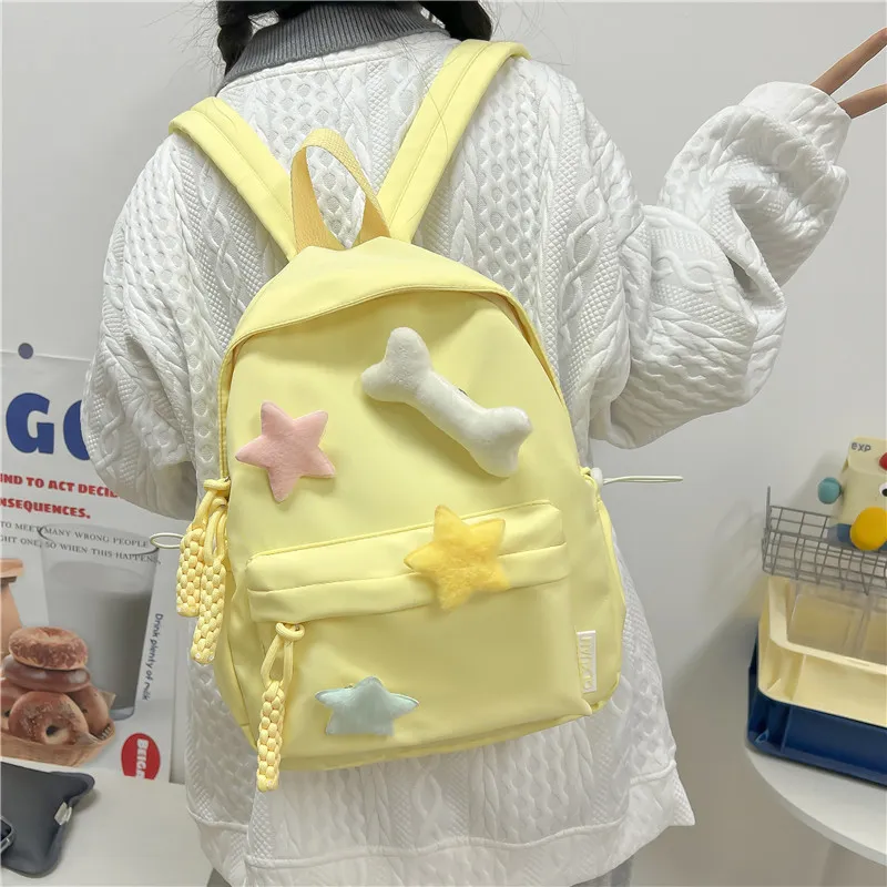 KAMLUI Nylon Backpack Regular Unisex White/Pink/Green/Black/Yellow-24