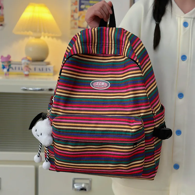 KAMLUI Nylon Backpack Regular Unisex Pink White/Fuchsia/Red Brown/Turquoise-19