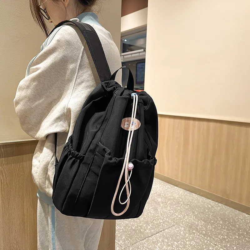 KAMLUI Nylon Backpack Regular Unisex Ecru/Black/Pink/Light Yellow/Light Green-11
