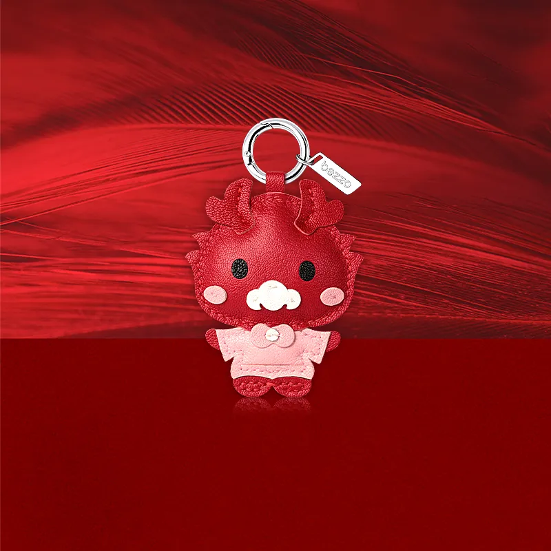 Bezzo Handmade Genuine Sheepskin Keychains Unisex Lucky Red-6