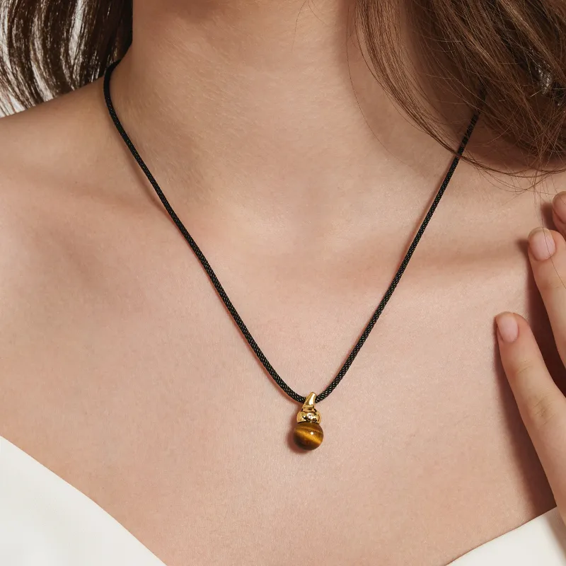 Bezzo Tiger's Eye Stone Necklaces Unisex-5