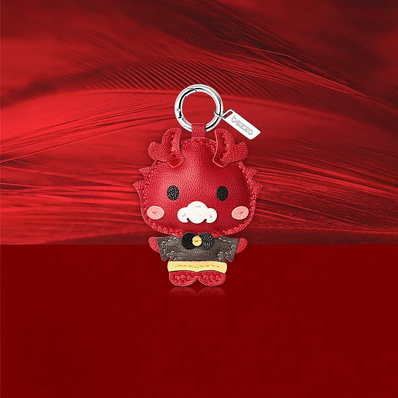 Bezzo Handmade Genuine Sheepskin Keychains Unisex Lucky Red-7