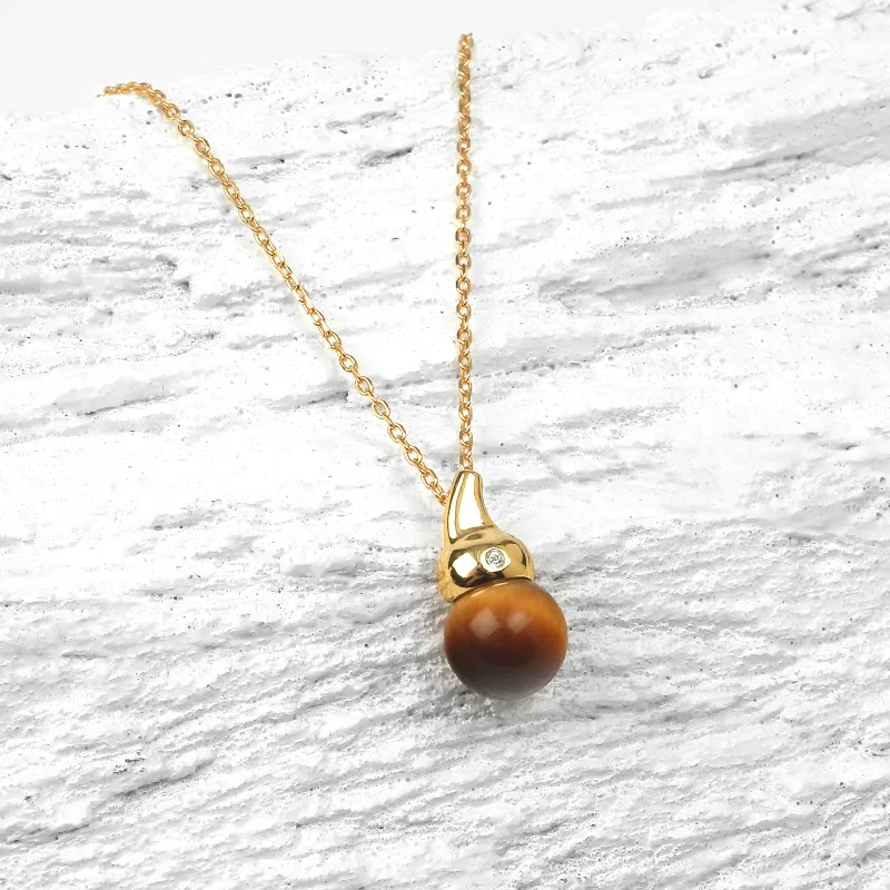 Bezzo Tiger's Eye Stone Necklaces Unisex-4