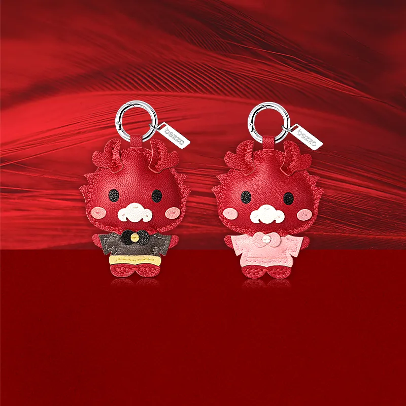 Bezzo Handmade Genuine Sheepskin Keychains Unisex Lucky Red-14