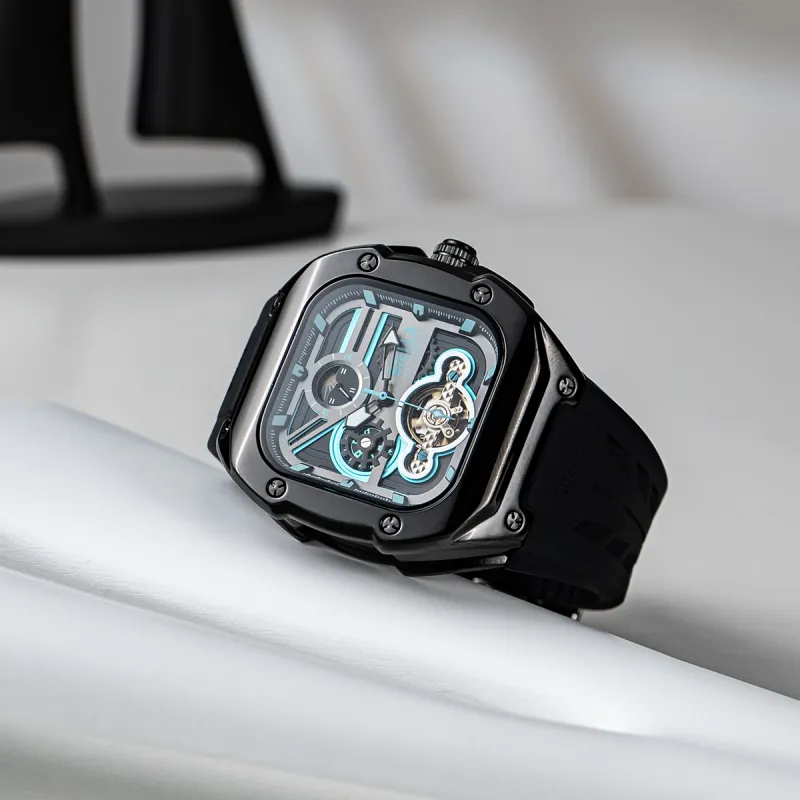 BIELLA Wrist Watch Mechanical Movement Silicone Strap Cut Out Dial Unisex-18