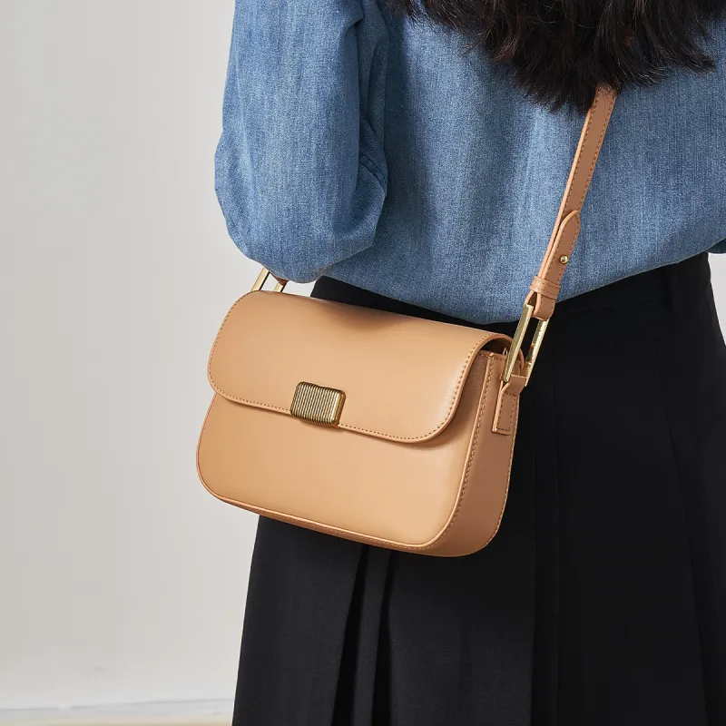 AOKANG Cow Leather Shoulder Bag Small Size Women's Elegant White/Classic Black/Pumpkin/Tale Green/Energetic Pink-11