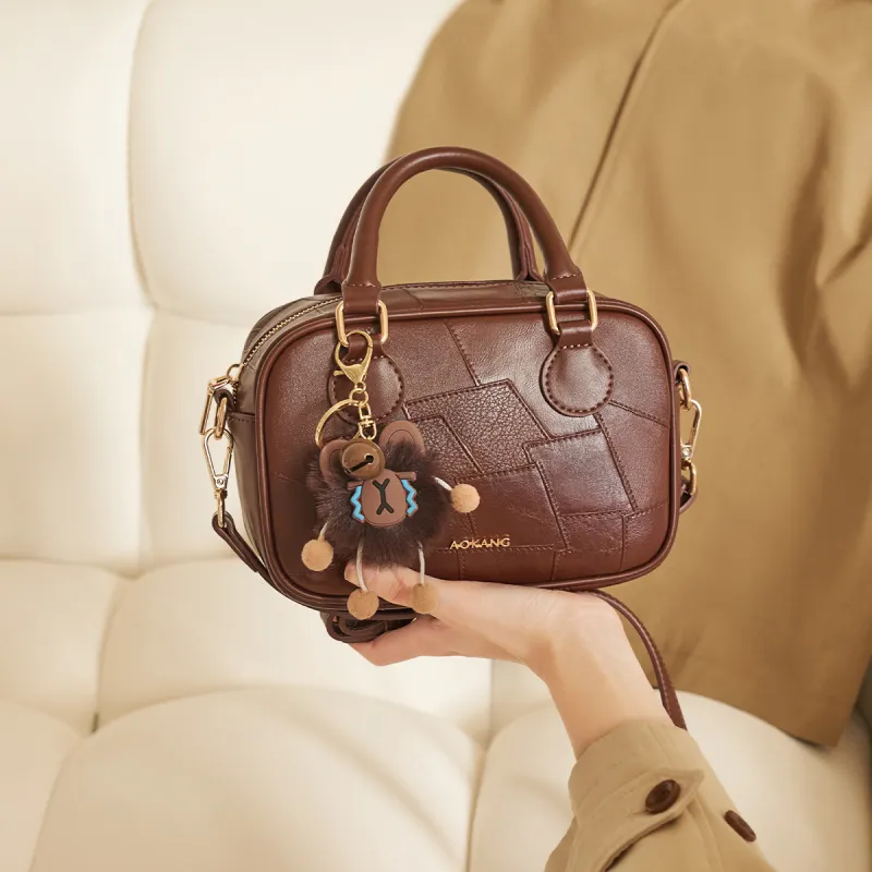 AOKANG Synthetic Leather Handbag Mini Women's White/Black/Caramel/Coffee-16